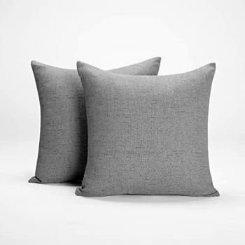 Deconovo Funda Cojín Almohada 60 x 60 cm, Sofa, Salon, Dormitorio, Habitacion, con Diseno Moderno, Atractivo, Cremallera Invisible, Oculta, Compuesto de Lino Efecto, Color Sólido, Gris, 2 Piezas