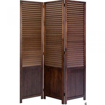 Biombo de madera marrón plegable de 3 paneles 120x170cm