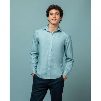 Camisa Scotta Estructura pinpoint azul grisáceo para hombre