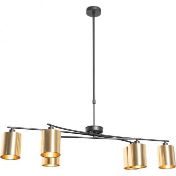 Lámpara colgante moderna negra con dorado orientable 6 luces Lofty - QAZQA Lámpara colgante acero oro/latón