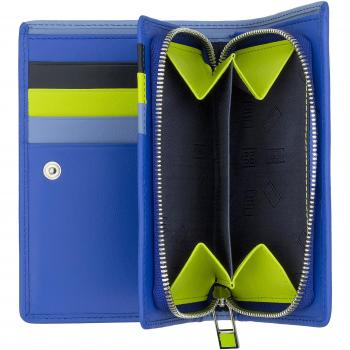 Cartera mediana de mujer Dudu de piel bicolor con monedero con cremallera y protección RFID, bolsillos para tarjetas