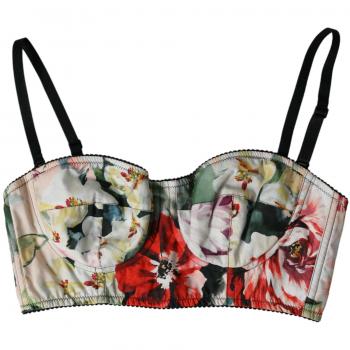 Dolce & Gabbana Multicolor Floral Bustier Crop Top - IT40|S, Sleeveless Tops, female, Multicolor, Size: XS
