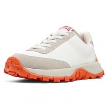 Camper Drift Trail Kids Sneakers - White/Orange, Size 33, Vibram Sole, Cotton Fabric
