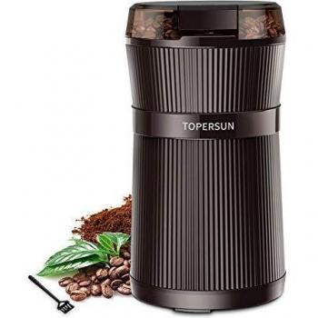 TOPERSUN Molinillo de Café Molinillo 200W Interior de Taza Lavable Compacto de Café Eléctrico de Granos de café Semillas Frutos Secos con Cuchillas de Acero Inoxidable y Cepillo para Limpieza