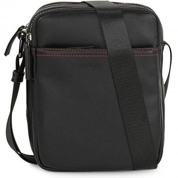 Bandolera Jaslen Gloucester 313120 Polipiel Negra 20x15 cm Ajustable Para Hombre