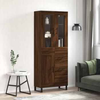 Aparador alto de madera contrachapada marrón roble 69,5x34x180 cm