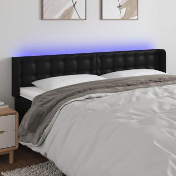 Cabecero LED negro 163x16x78/88 cm en cuero sintético