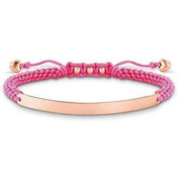 THOMAS SABO Love Bridge Bracelet 15-21 Cms, Pink/Rosegold Bracelet, 925 Silver, Nylon, Multicolor female, Size: ONE SIZE