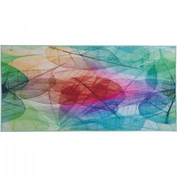 Alfombra moderna multicolor 80 x 150 cm estampado de hojas pelo corto Antakya