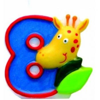 Vela de Animal del Safari con el número 8