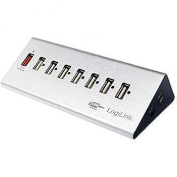 LogiLink UA0225 Hub Aluminio con 7 Puertos USB 2.0 y 1 Puerto de Carga Rápida
