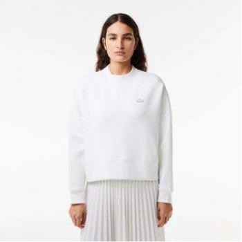 Lacoste Women's Oversized Logo Sweatshirt - White, Size 36
