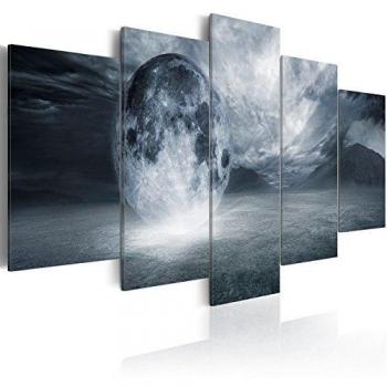 murando Cuadro en Lienzo Luna 200x100 cm Impresión de 5 Piezas Material Tejido no Tejido Impresión Artística Imagen Gráfica Decoracion de Pared espacio gris abstracto 030112-4