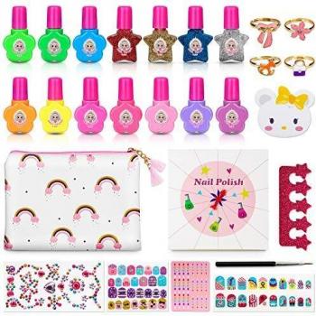 Jojoin 27 Pcs Set de Esmalte de Uña Infantil, Pintauña para Niña, Maquillaje Niña, Conjunto de 14 Esmaltes de Color Permanente