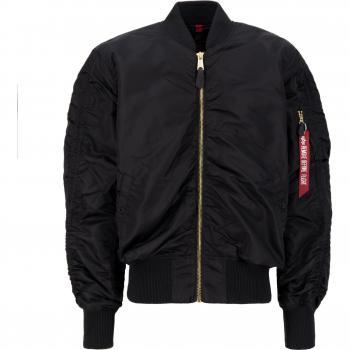 Alpha Industries MA-1 OS Puckered Oversized Bomber Jacket - Black, Size S