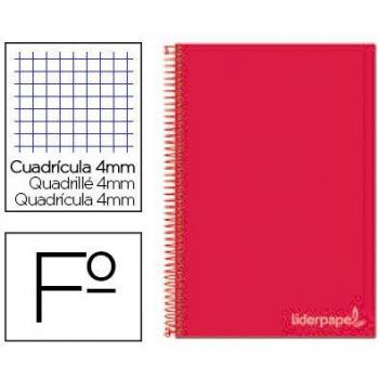 Cuaderno espiral Liderpapel folio witty tapa dura 80h 75gr cuadro 4mm con margen color rojo