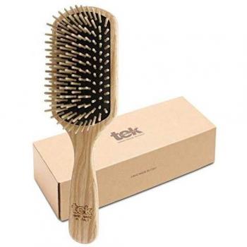Cepillo Rectangular Grande de Madera de Fresno con Diente Corto