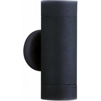 Aplique moderno de pared exterior LED negro con 2 bombillas GU10 y cuerpo de aluminio