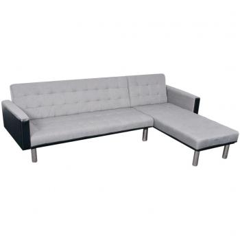 Sofá cama en forma de L en tela negra y gris Vidaxl