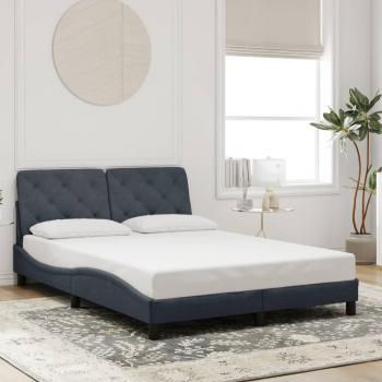 Cama de sol sin colchón de terciopelo gris oscuro 140x190 cm con estructura cama y cabecero en terciopelo gris oscuro