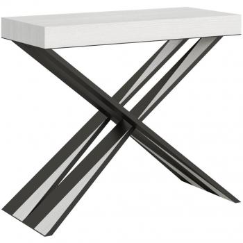 Consola extensible 90x40/300 cm efecto madera fresno blanco y hierro