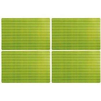 Villa D'Este Checks Juego de 4 Manteles Individuales de Plástico, a Rayas Verdes, 28 x 43,5cm