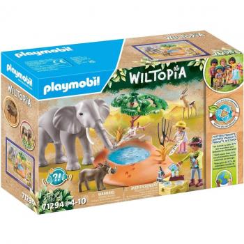 Playmobil Wiltopia 71294 Elefante en la Charca con Antílope y Facóquero Figuras de Juguete