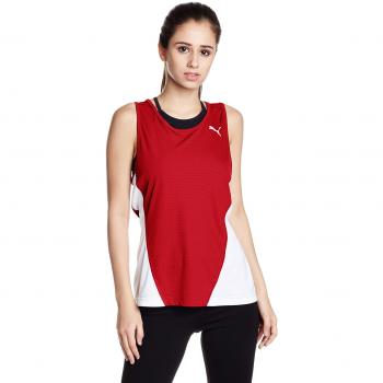 PUMA Cross The Line Singlet W Top, Mujer, Red/White, L