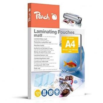 Pouches de Laminado A4 Peach | 125 mic | 100 unidades | Mate | Escribible | Calidad Premium para resultados óptimos de laminado | Compatible con todos los dispositivos de laminado