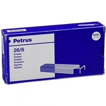 Petrus Grapas, 30 hojas, Largo 6 mm, 5000 grapas, Modelo 26/6, 55712