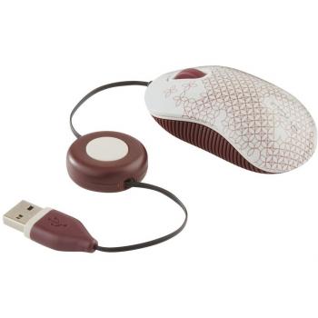 Targus AMU7511EU - Ratón compacto, diseño patrón, color blanco y rojo
