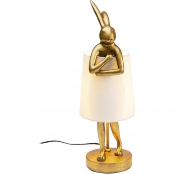 Lámpara de mesa Animal Rabbit Kare, dorada/blanca, altura 50 cm