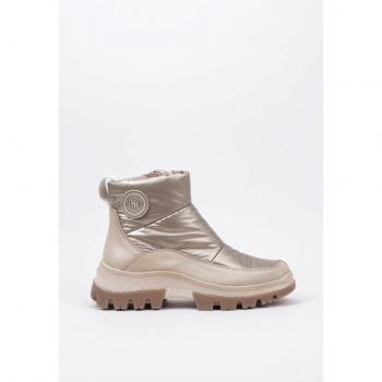 Botines Meryl marrón para mujer Hispanitas, acolchados con cremallera, tacón de 5cm, disponibles en vison y beige