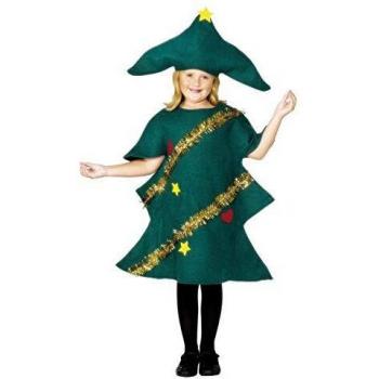 Smiffy'S 28264L Disfraz De Árbol De Navidad Con Túnica Y Gorro, Verde, L - Edad 10-12 Años