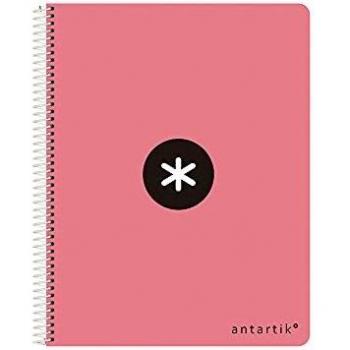 Cuaderno espiral liderpapel a4 antartik tapa dura 80h 100 gr cuadro 5mm color coral microperforado