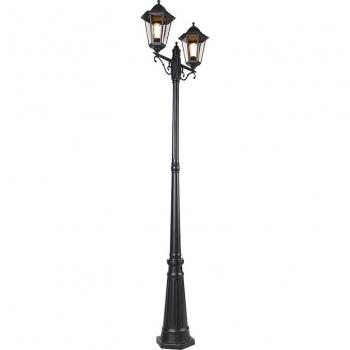 Farol exterior negro 220 cm 2 luces IP44 - HAVANA, características: Aluminio, vidrio, adecuado para LED, max. 2 x 60 Watt, dimensiones 60 x 20 x 220 cm