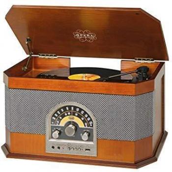 TREVI TT 1040 BT - Mesa GIRATORIA ESTÉREO Retro Bluetooth ESTÉREO, Madera