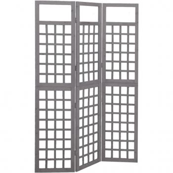 vidaXL 3-Panel Room Divider/Trellis Solid Fir Wood Grey 121x180 cm
