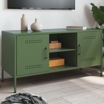 Mueble de TV de acero verde oliva 100,5x39x50,5 cm Vidaxl Verde
