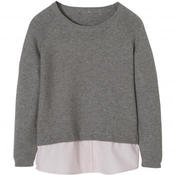 VERTBAUDET Jersey niña 2 en 1 Gris Medio Liso con Motivos 2-3 Anos, 94CM