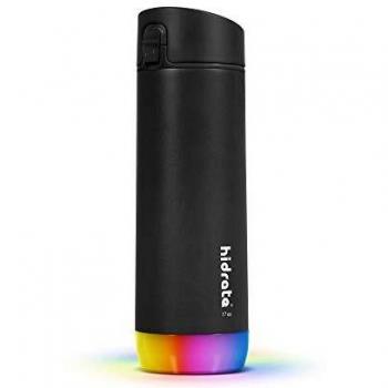 Botella de Agua Inteligente de Acero Inoxidable Hidrate Spark con Pajita y Luz LED, 620 ml, Color Negro
