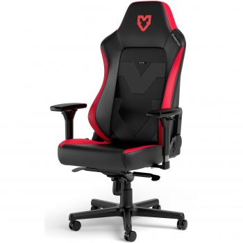 Silla Gaming Noblechairs Hero - Edición Mouz, Color Negro/Rojo, Diseño ergonómico, Soporte lumbar ajustable, Reposabrazos 4D, Material de cuero sintético de alta calidad, Base de aluminio