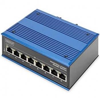 Conmutador industrial Gigabit de 8 puertos Carril DIN, rango de temperatura extendido