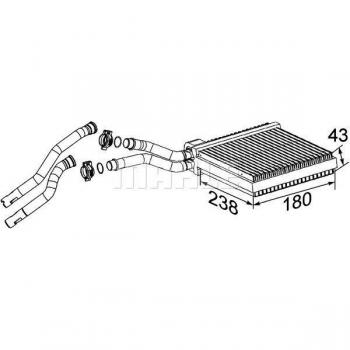 Radiador de calefacción Mahle Original AH 200 000P para Ford y Volvo, Premium Line
