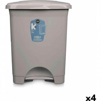 Papelera con Pedal Gris Plástico 30 L (4 Unidades)