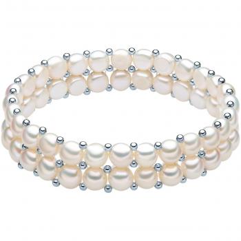 Pendientes de Perlas de Agua Dulce en Plata Esterlina y Pulsera de Perlas en Plata 925 para Dama