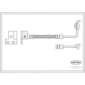 Latiguillo de freno CORTECO 19035073 - Manguera flexible de freno, fabricado en goma y acero, resistente a altas presiones, compatible con sistemas de frenos hidráulicos, longitud específica para instalación precisa,