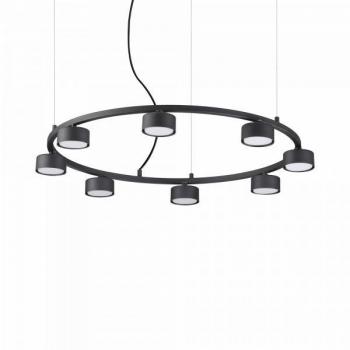 Lámpara colgante de techo circular Minor Metal Negro de 8 bombillas, diámetro 10 cm, para interior