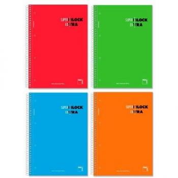 Cuaderno A4 Pacsa 16366, Microperforado, 120 Hojas de 90g, Cuadrícula de 5mm, con Greca y Tapa Contracolada en Colores Surtidos