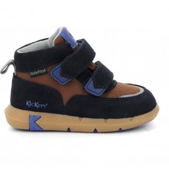 Kickers Junibo Children's Sneakers Navy Brown Velcro